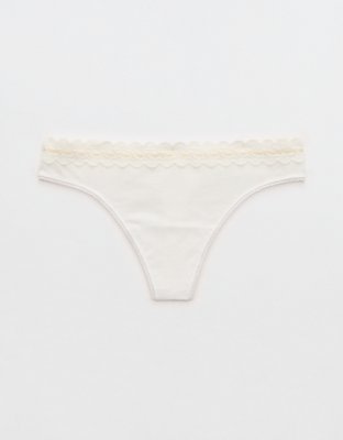 Superchill Cotton Rib Lace Thong Underwear