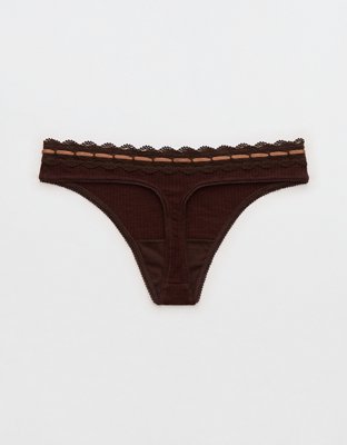 Superchill Cotton Rib Lace Thong Underwear