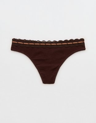 Superchill Cotton Rib Lace Thong Underwear