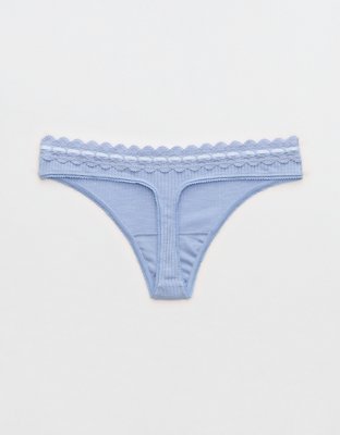 Superchill Cotton Rib Lace Thong Underwear