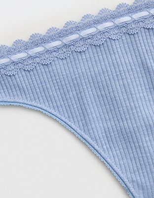 Superchill Cotton Rib Lace Thong Underwear