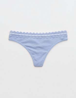 Superchill Cotton Rib Lace Thong Underwear