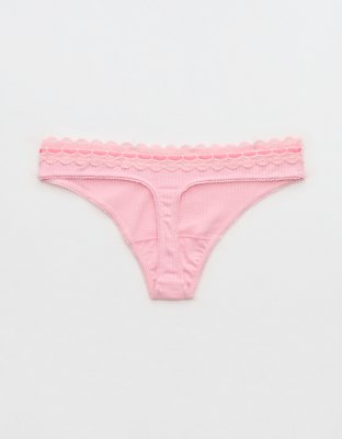 Superchill Cotton Rib Lace Thong Underwear