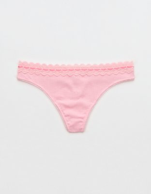 Superchill Cotton Rib Lace Thong Underwear