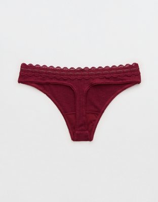 Superchill Cotton Rib Lace Thong Underwear