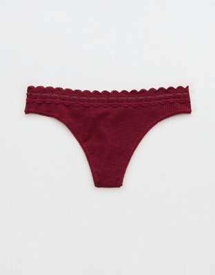 Superchill Cotton Rib Lace Thong Underwear