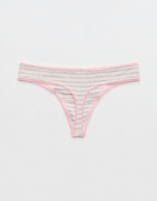 Superchill Cotton Ruched Picot Thong Underwear