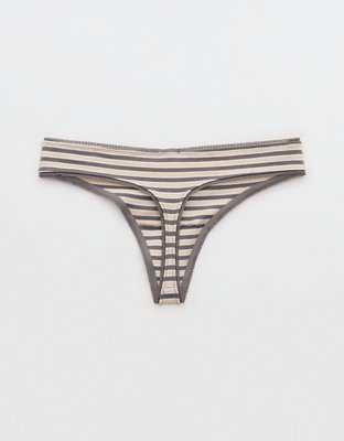 Superchill Cotton Ruched Picot Thong Underwear