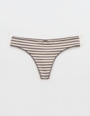 Superchill Cotton Ruched Picot Thong Underwear