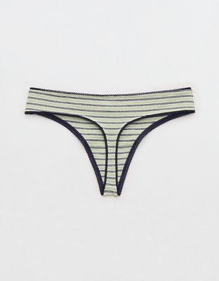 Superchill Cotton Ruched Picot Thong Underwear