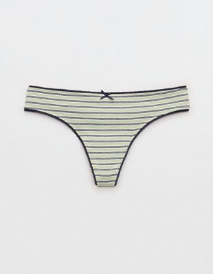 Superchill Cotton Ruched Picot Thong Underwear