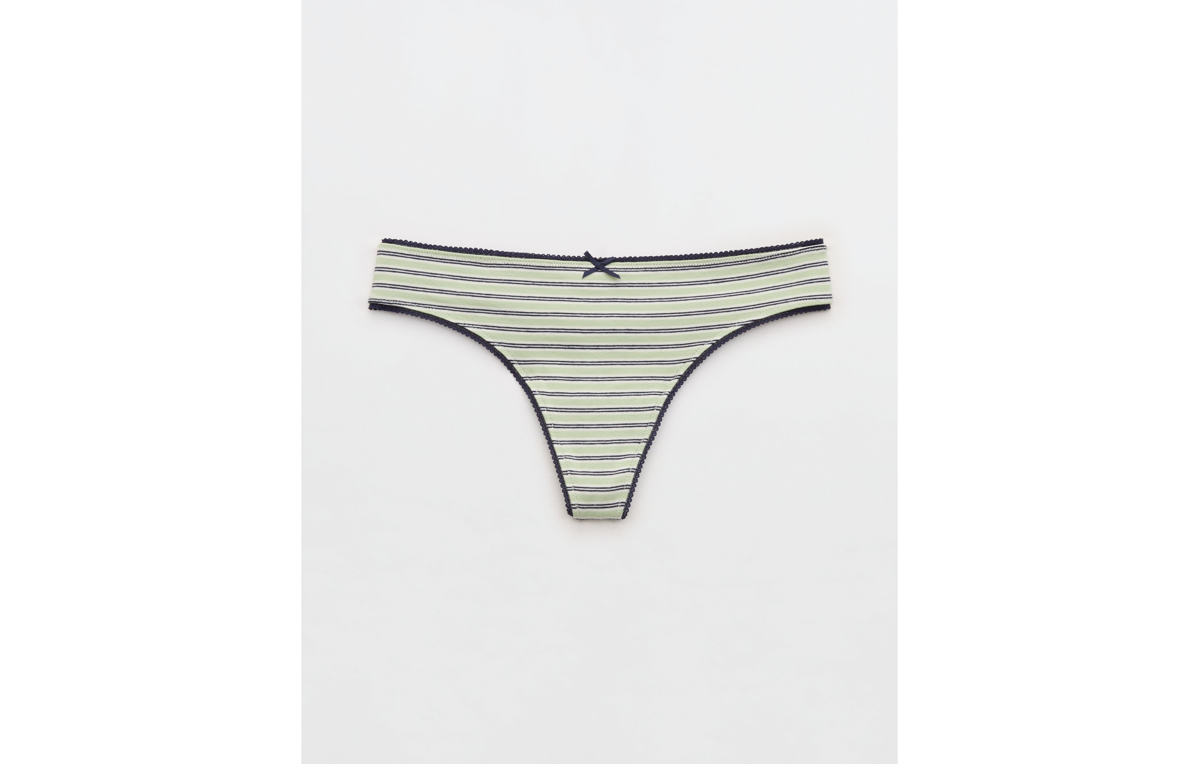 Superchill Cotton Ruched Picot Thong Underwear