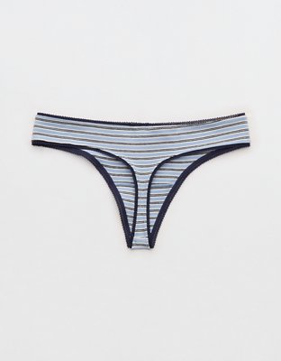 Superchill Cotton Ruched Picot Thong Underwear