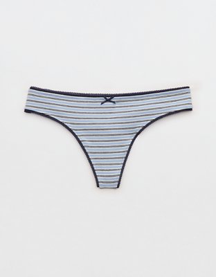 Superchill Cotton Ruched Picot Thong Underwear