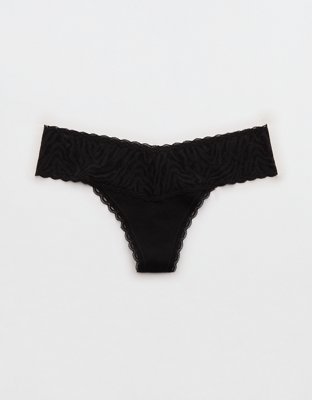 Superchill Cotton Zebra Lace Thong Underwear