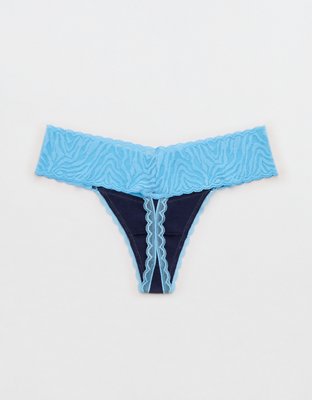 Superchill Cotton Zebra Lace Thong Underwear