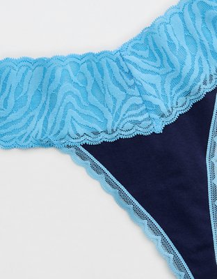 Superchill Cotton Zebra Lace Thong Underwear