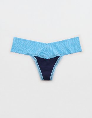 Superchill Cotton Zebra Lace Thong Underwear