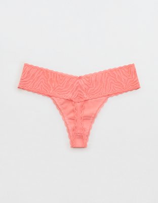 Superchill Cotton Zebra Lace Thong Underwear