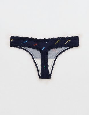 Superchill Cotton with Lace Thong Underwear