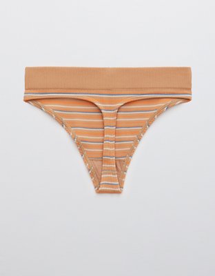 Aerie Ribbed Seamless High Cut Thong Underwear