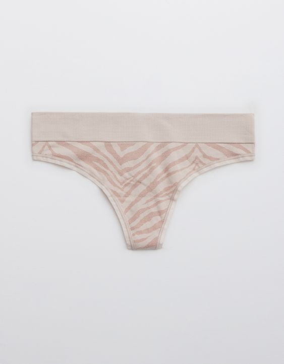 Aerie Seamless Zebra Print Thong Underwear