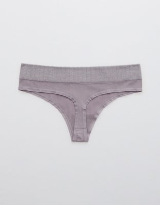Aerie Ribbed Seamless Heather Thong Underwear