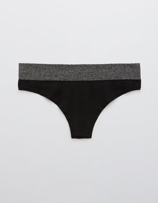 Aerie Ribbed Seamless Heather Thong Underwear