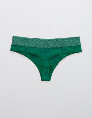 Aerie Ribbed Seamless Heather Thong Underwear