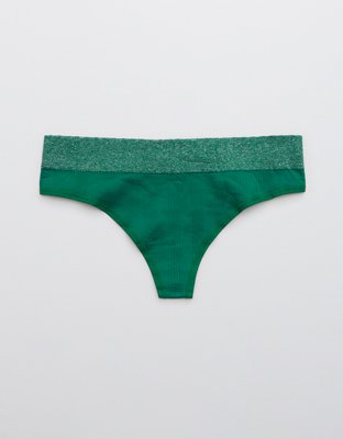 Aerie Ribbed Seamless Heather Thong Underwear