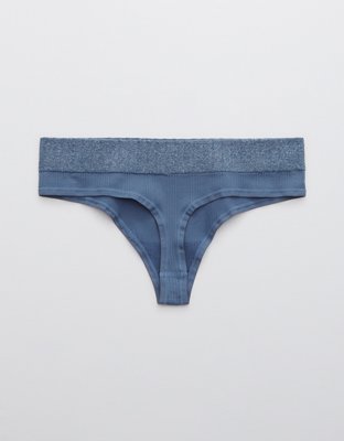 Aerie Ribbed Seamless Heather Thong Underwear