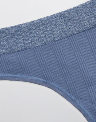 Aerie Ribbed Seamless Heather Thong Underwear