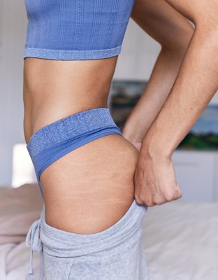 Aerie Ribbed Seamless Heather Thong Underwear