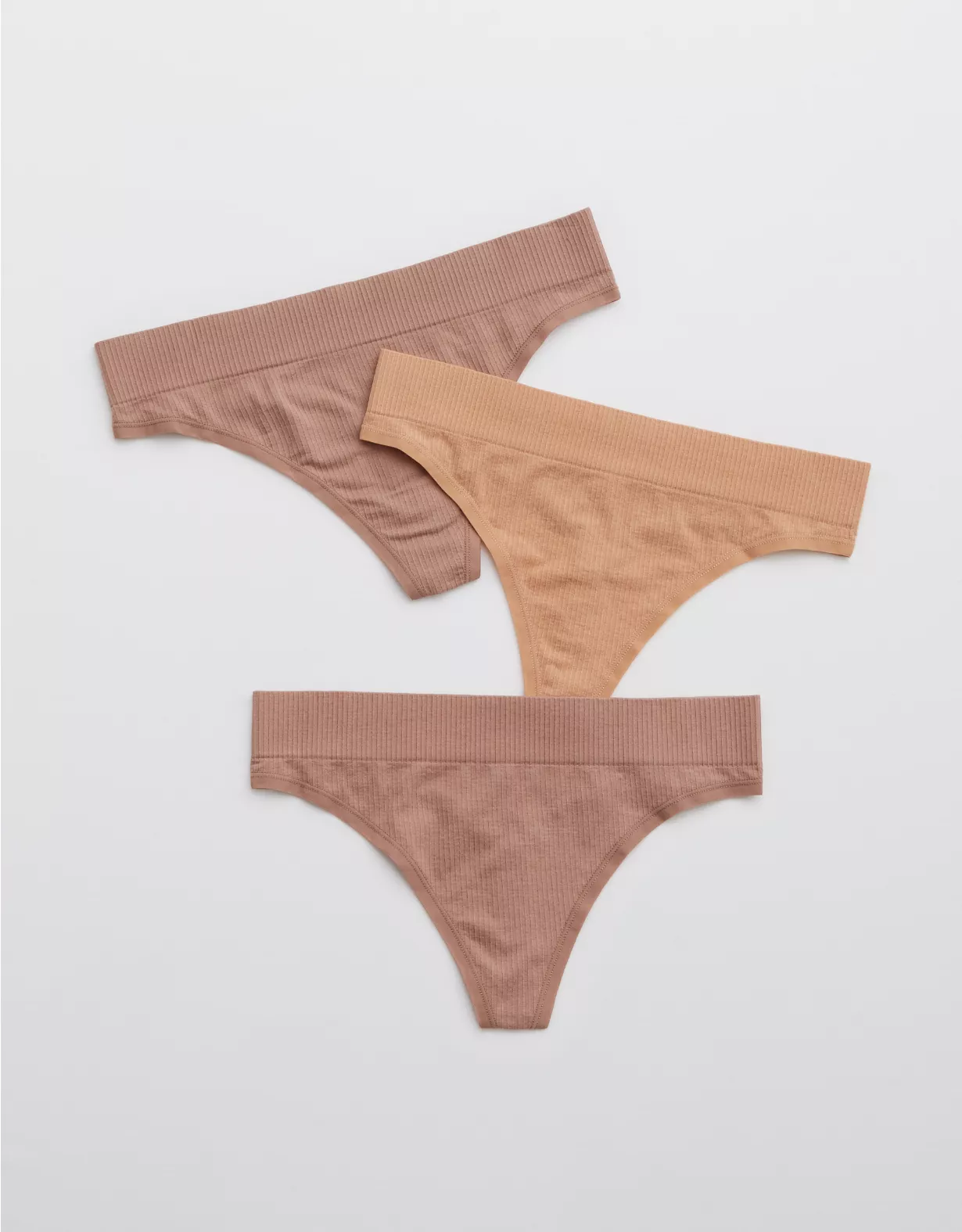 Aerie Ribbed Seamless Thong Underwear 3-Pack