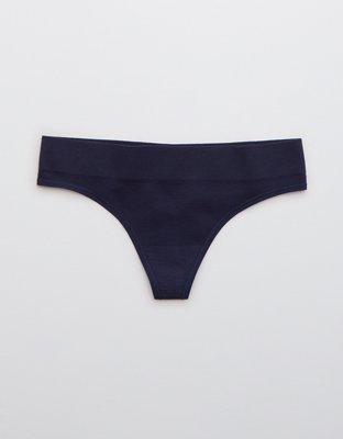 Aerie Ribbed Seamless Heather Thong Underwear