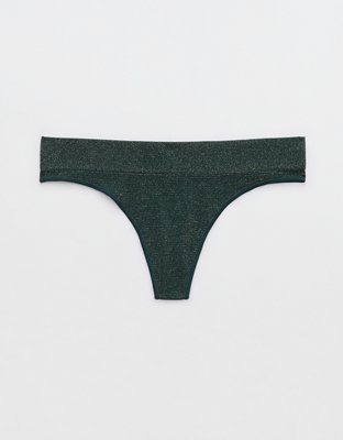 Aerie Ribbed Seamless Heather Thong Underwear