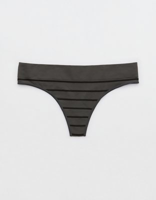 Women's Striped Seamless Thong - Auden™ Coral XL