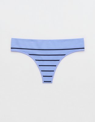 Cotton Thong Panty - Blue stripes