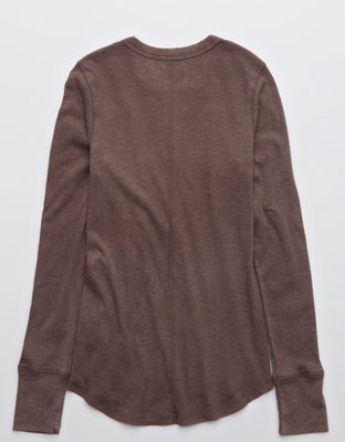 Aerie Ribbed Henley Long Sleeve TShirt