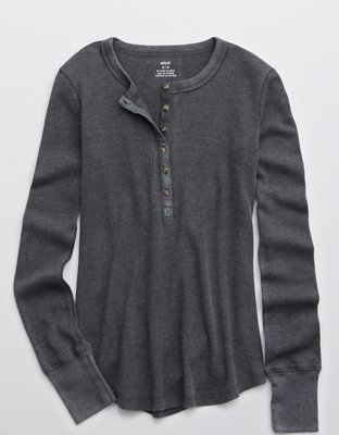 Aerie Waffle Henley Long Sleeve T-Shirt