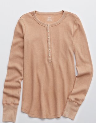 Aerie Waffle Henley Long Sleeve TShirt