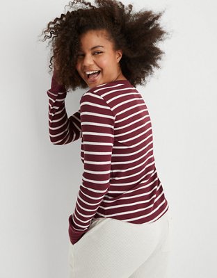 Aerie Waffle Knit Long Sleeve Aerie Waffle Henley Long Sleeve Tshirt