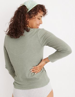 Женские футболки Aerie Waffle Long Sleeve Henley T-Shirt — фото 3