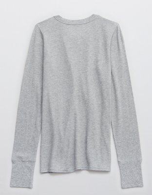 Aerie Waffle Long Sleeve Henley T-Shirt