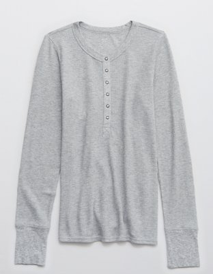 Aerie Waffle Long Sleeve Henley T-Shirt