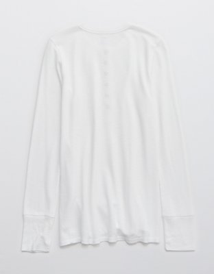 Aerie Waffle Long Sleeve Henley T-Shirt