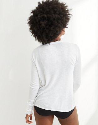 Aerie Waffle Long Sleeve Henley T-Shirt