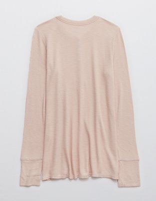 Aerie Waffle Long Sleeve Henley T-Shirt
