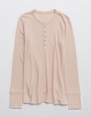 Aerie Waffle Long Sleeve Henley T-Shirt