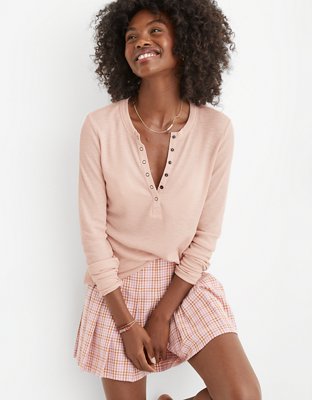 Give Your Best Long Sleeve Henley Top- Light Pink – The Pulse Boutique